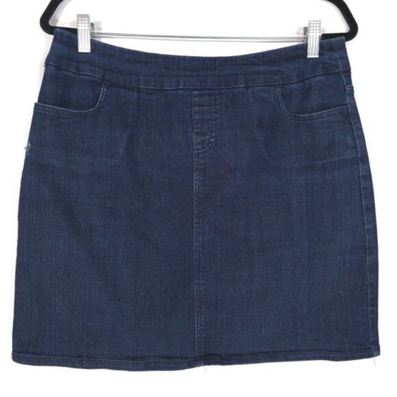 Soft Surroundings Women’s Denim Blue Mini‎ Skort Stretch Pockets 2BJ94 MEDIUM - Picture 1 of 13